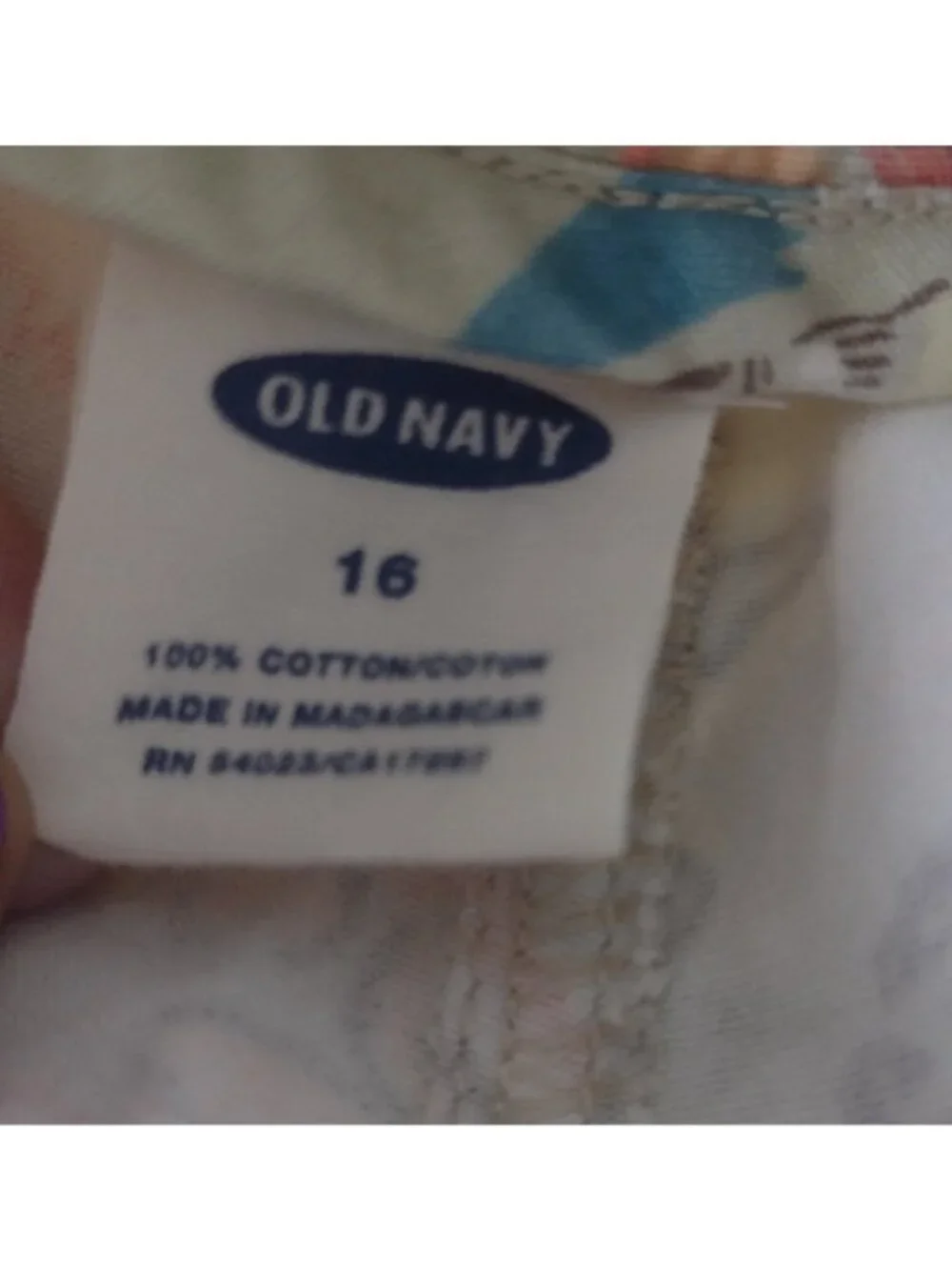 Old Navy Girls Y2K Hawaiian Cargo Capris 16 Canvas Tropical Travel Vintage Hula